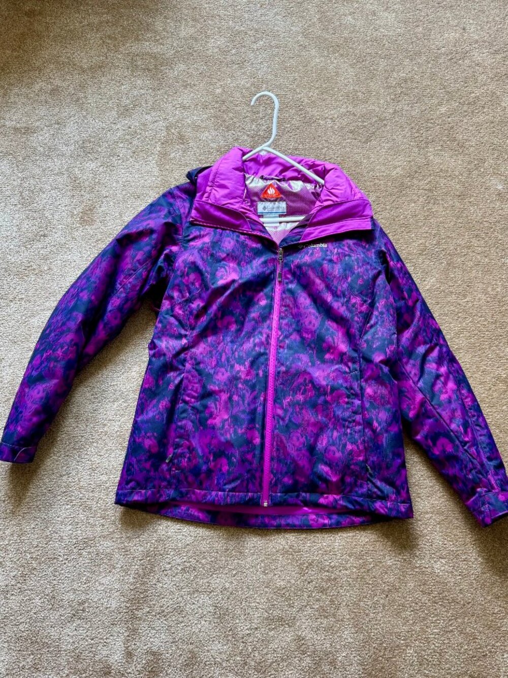 Columbia Omni-Heat Interchange Pink Purple Print Jacket Zip-Out Liner L